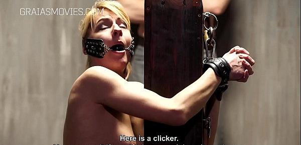  Helpless blonde slave whipped